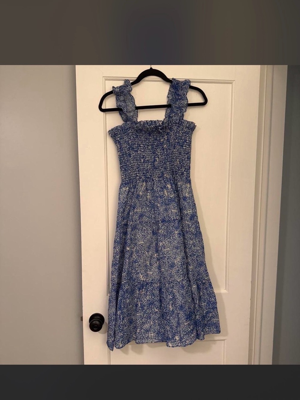 Blue Floral Smocked Sundress